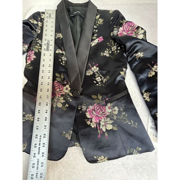 Zara Basic Womens Black Floral Shawl Collar Blazer Jacket Small Lined New $99 - Picture 9 of 9